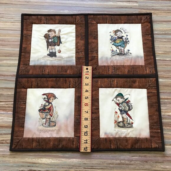 MJ Hummel Embroidered Vintage Children Quilted Fabric Wall Hanging Home Made - Picture 4 of 6